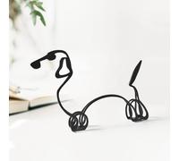 KOLYMAX Dog Minimalist Art Wall Sculpture, Abstract Metal Wire Geometric Line Drawing Art Statue (Dachshund)