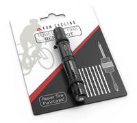 KOM Cycling Tubeless Tire Repair Kit for Bikes - 8 Colors! Fixes Mountain Bike and Road Bicycle Tire Punctures - Includes Tire Repair Fork and Reamer, 8 Bacon Strips. Tubeless Repair Made Easy (Black)