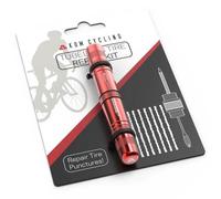 KOM Cycling Tubeless Tire Repair Kit for Bikes - 8 Colors! Fixes Mountain Bike and Road Bicycle Tire Punctures - Includes Tire Repair Fork and Reamer, 8 Bacon Strips. Tubeless Repair Made Easy (Red)