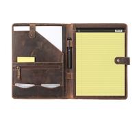 KomalC Genuine Buffalo Leather Business Portfolio, Personal Organizer, Luxury Padfolio, Brown Leather Folder, 10x14 inches, A5 Size