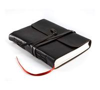 KomalC Handmade Leather Journal/Writing Notebook Diary/Bound Daily Notepad For Men & Women Unlined Paper Medium, writing pad gift for artist, sketch (8 x 6, Black)