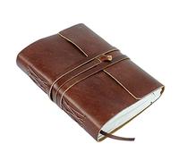 KomalC Handmade Leather Journal/Writing Notebook Diary/Bound Daily Notepad For Men & Women Unlined Paper Medium, writing pad for artist, sketch (8 x 6, Cherry Red)