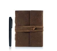 KomalC Leather Journal Lined Paper with luxury pen Handmade Leather Journal/Writing Notebook Diary/Bound Daily Notepad for Men & Women Medium, Writing pad for Artist, Sketch (8 X 6)