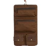 KomalC Premium Buffalo Leather Hanging Toiletry Bag Travel Dopp Kit, Distressed Tan