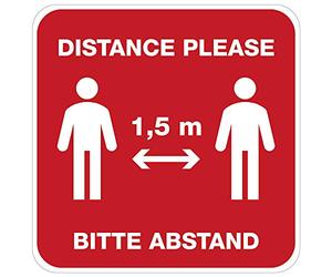 Komar 14810 2 High Quality Stickers Distance Size: 31 x 31 cm Self-Adhesive Wall Sticker Wall Sticker Warning Corona Safety Distance Red White 31 x 31 cm
