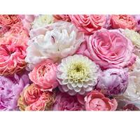 Floral mural wallpaper Vibrant Spring pink flowers bedroom decor + Free adhesive