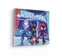 Komar Canvas Picture - Spidey and His Amazing Friends Glowy Spideys - Size 60 x 40 cm - Canvas Picture, Picture, Children's Room, Marvel, Blue, Red, Purple