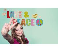 Komar Deco Wall Stickers 17718H Colorful Love and Peace Wall Sticker Price for 1 Each