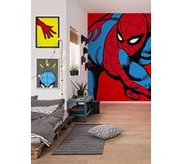 Komar Non-Woven Photo Wallpaper - Marvel PowerUp Spider-Man Watchout - Size 200 x 250 cm (Width x Height) - Children's Room Wallpaper