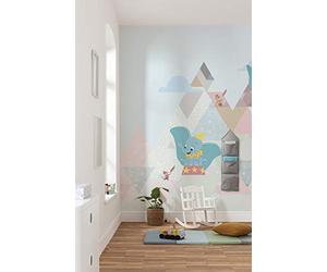Komar Disney DX6-011 Fleece Photo Wallpaper with Dumbo Flying Elephant Design 300 x 280 cm Width x Height 50 cm Wall Picture Decoration Wall Cover Children's Bedroom Colourful