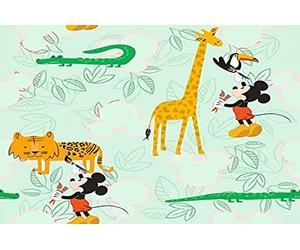 Komar Disney Non-Woven Wallpaper - Mickey Doodle Zoo - 1 Roll - Size: 10.05 x 0.53 m - Children's Room - Mickey Mouse