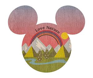 Komar Disney self-Adhesive and Contour-Cut Fleece Photo Wallpaper Mickey Head Summer Hike - Size: 127 x 127 cm - Wall Sticker, Children's Room, Teenager's Room, Wall Decoration