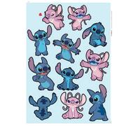 Komar Disney Stitch And Angel Happy Self-Adhesive Vinyl Foil Wall Stickers Pack Of 12