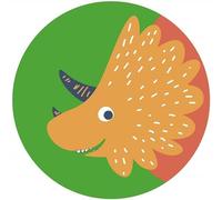 Komar DOT D1-066 Round and Self-Adhesive Non-Woven Photo Wallpaper - Little Dino Trice - Diameter 125 cm - Children's Room Dinosaur Comic Wall Sticker
