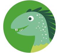 Komar DOT D1-068 Round and Self-Adhesive Non-Woven Photo Wallpaper - Little Dino Velo - Diameter 125 cm - Dinosaur, Comic Wall Sticker for Children's Room
