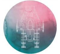 Komar DOT DD1-026 Round and Self-Adhesive Fleece Photo Wallpaper Star Wars A-Wing Diameter 125 cm Children's Wallpaper Building Plan Wall Sticker