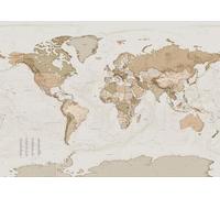 Komar Fleece Photo Wallpaper Earth Map Size 350 x 250 cm 7 Strips Width 50 cm World Map Retro Map Wallpaper Decoration Wall Mural Wall Covering Design Wallpaper X7-1015