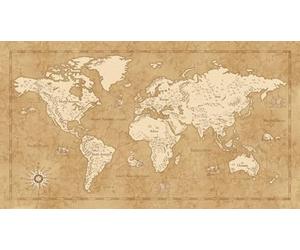Komar IAX10-0027 Non-Woven Photo Wallpaper Vintage World Map Size 500 x 280 cm (Width x Height)