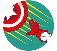 Komar Marvel DD1-055 Round Self-Adhesive Fleece Photo Wallpaper Avengers Captain's Shield Pop Art Diameter 125 cm Children's Room Wall Sticker