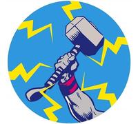 Komar Marvel DD1-056 Dot Round Self-Adhesive Fleece Photo Wallpaper Avengers Thor's Hammer Pop Art Diameter 125 cm Children's Room Wall Sticker