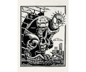 Komar Marvel Spider-Man Lino-Cut Wall Picture 50 x 70 cm Children's Room Wall Decoration