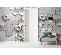 Komar Non-Woven Photo Wallpaper Hexagon Concrete 400 x 250 cm (W x H)
