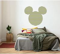 Komar Non-Woven Photo Wallpaper Self-Adhesive - Mickey Head Stripes - Size 125 x 125 cm (Width x Height) - Disney, Children's Room, Wallpaper, Wall Tattoo