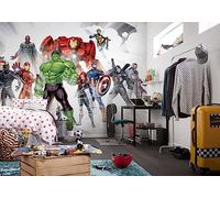 Komar Marvel Avengers Unite Photo Wallpaper, Size 368 x 254 cm (Width x Height), 8 Pieces, Includes Paste - Wallpaper, Children's Room, Children's Wallpaper, Hulk