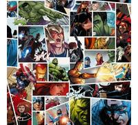 Komar Rapport Marvel Comic Non-Woven Wallpaper Size 53 x 1005 cm, 1 Roll, Pattern Repeat in Height and Width, Children's Room, Wallpaper, Superheroes, Photo Wallpaper