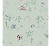 Komar Rapport Non-Woven Wallpaper - Disney Lilo and Stitch Beach Love - Size 53 x 1005 cm, 1 Roll, Pattern Repeat in Height and Width, Children's Room Wallpaper, Photo Wallpaper