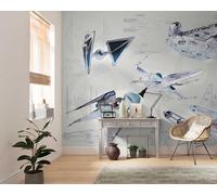 Komar Star Wars Blueprint Light | Size: 400 x 280 cm (Width x Height), Width 50 cm | Wallpaper, Wall Picture, Decoration, Wall Covering, Children's Room, DX8-078 Non-Woven Photo Wallpaper, Blue, Grey