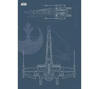 Komar Star Wars Blueprint X-Wing - Size: 50 x 70 cm Wall Picture Poster Art Print (without Frame)