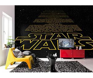 Komar Star Wars Intro Opening Crawl Wallpaper Mural, Vinyl, Yellow/Black, 8-Piece