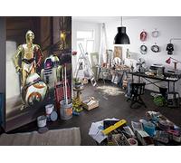 Komar Star Wars Three Droids R2-D2 C-3PO BB-8 Wallpaper Mural, Vinyl, Multi-Colour, 184x0.2x254 cm