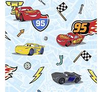 Komar TD5-0003 Disney Fleece Wallpaper Lets 1 Roll-Size: 10.05 x 0.53 m-Children's Bedroom, Lightning, Racing Car, Colourful, 53 x 1 cm