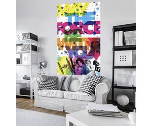 Komar VD 029 Fleece Panel Star Wars Pop Neon Geometric Trics Leia 1 Strip, and Paste, 120 x 200 cm