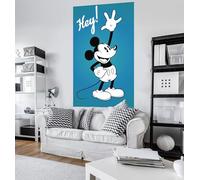 Komar VD-053 Disney Fleece Photo Hey 120 x 200 cm Wall Decoration Retro Comic Mickey 90 Room Children's Wallpaper VD-054 Blue/Black/White Mural Poster
