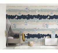 Komar Vinyl Wallpaper - Disney Lilo and Stitch Cozy Clouds - Size 212 x 250 cm, 1 Roll of 4 Panels, Nursery Wallpaper