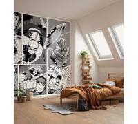 Komar Vinyl Wallpaper Marvel Classic Comic Panel Monochrome - Size 212 x 250 cm, 1 Roll of 4 Panels, Children's Room, Wallpaper, Superheroes