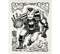 Komar Wall Picture Marvel Iron Man Lino-Cut - Size 40 x 50 cm - Children's Room Wall Decoration