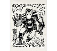 Komar Wall Picture Marvel Iron Man Lino-Cut - Size 50 x 70 cm - Children's Room Wall Decoration