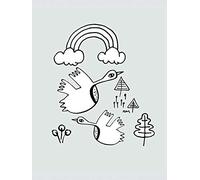 Komar Wall Picture Scribble Birdy Poster Picture Living Room Bedroom Decoration Art Print Without Frame Available in 3 Sizes, , black, white, 30 x 40 cm