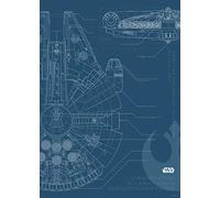 Komar Wall Picture Star Wars Blueprint Falcon WB176-50 x 70 cm (W x H) for Children's Room, Teenager's Room, Decoration, Art Print, Without Frame, 50 x 70 cm (W x H), Multi-Coloured