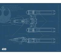 Komar Wall Picture | Star Wars EP9 Blueprint Y-Wing | Children's Room Decoration Art Print | Without Frame | WB180-50 x 40 cm | Size: 50 x 40 cm (W x H)