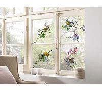 Komar Wedding Birds 16007 Window Sticker Size 31 x 31 cm 2 Sheets Self-Adhesive and Replaceable Window Sticker Birds Song Birds Garden Birds Birds Ornithology