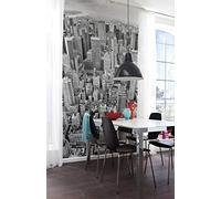 Komar X4-021 Non-Woven Photo Wallpaper, Uptown, Size: 200 x 260 cm Height, 4 Panels, Width 50 cm, Grey/White, 2W x 2.6L m