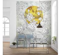 Komar X4-1020 Non-Woven Karma Size: 200 x 250 cm 4 Panels, Width 50 cm, Landscape, Sun, Wallpaper, Decoration, Wall Mural, Wall Covering, Design Wallpaper X4-1020 Photo Wallpaper Black White Gold