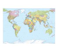 Photo wallpaper Political Map of the World Blue wall decor 368x248cm Premium