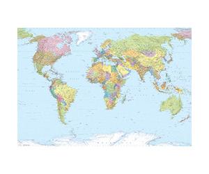 Komar XXL4-038 368 x 248 cm"World Map" Wallpaper Mural - Multi-Colour (Pack of 4)