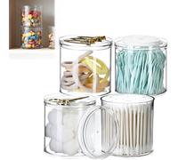 Komashr Stackable Clear Plastic Container 4pack - Round Vanity Storage Organizers with Lids for Hair Accessories & Beauty Supplies & Bathroom Container Set